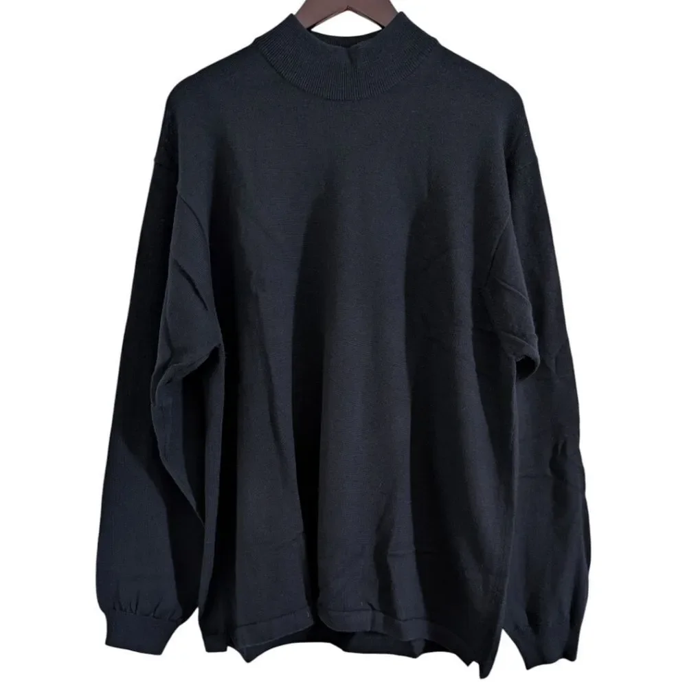 Brooks Brothers 100% Merino Wool Mock Neck Sweater Navy XL